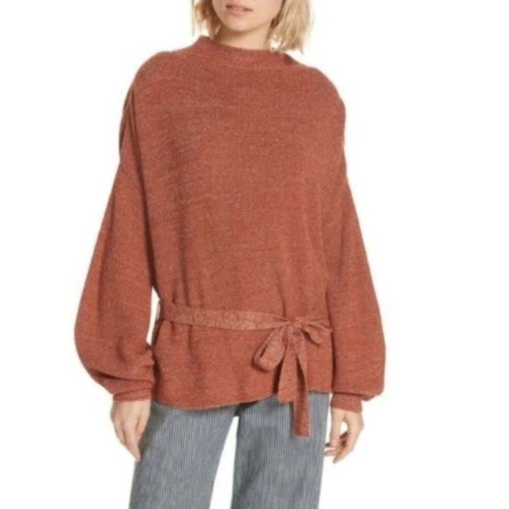 Apiece Apart Arkestra Metallic Balloon Sleeve Sweater in Terra Cotta Marl XS